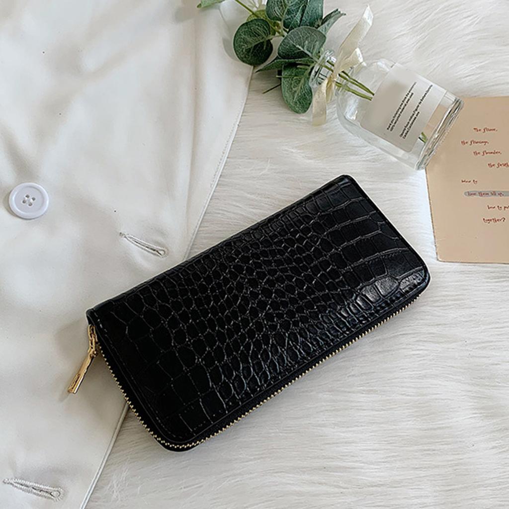 Elegant Women's PU Leather Wallet Multiple Card Slots Zipper Long Wallets Lady Purse Suitable for Everyday Use