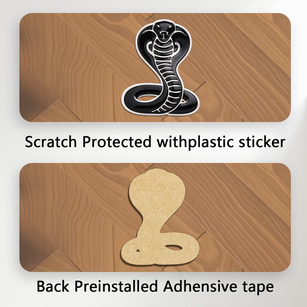 Realistic King Cobra Car Emblem, Weather Resistant Vehicle Exterior Decor Sticker