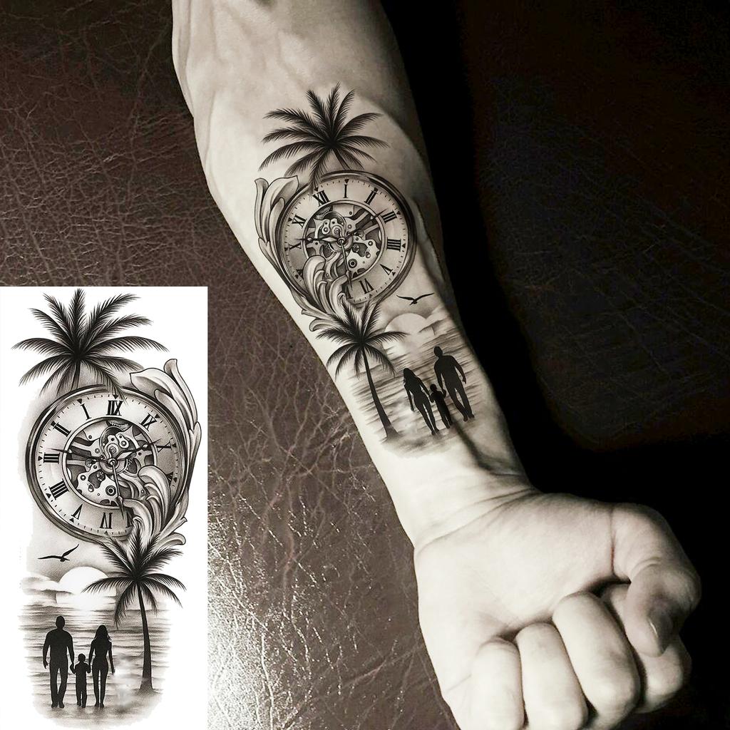 1 Sheet Scary Skull Grim Reaper Temporary Tattoos For Men Women Hand Arm Forearm, Realistic Fake Tattoo Sticker Halloween Tatoos