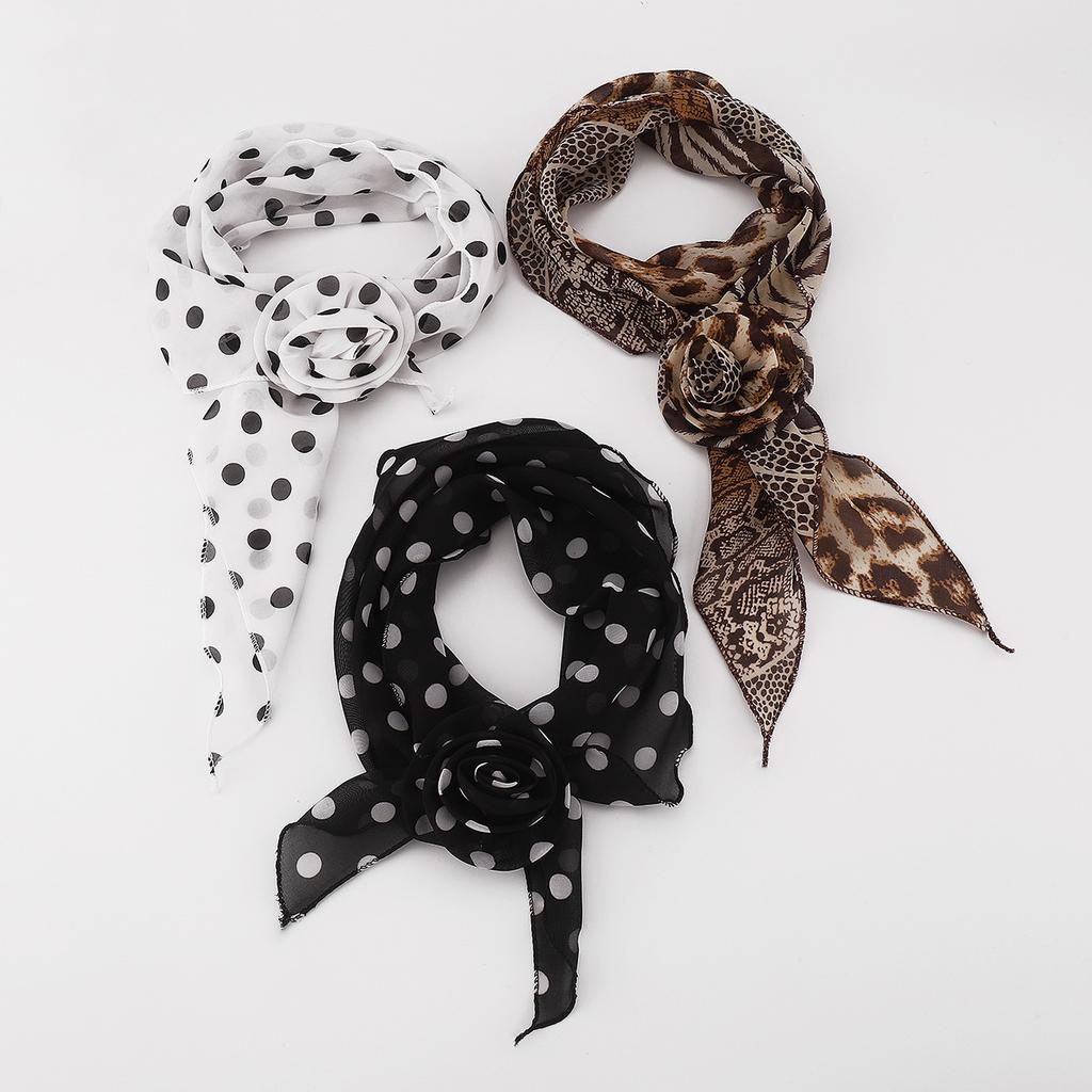 New Long Scarf High Grade Leopard Print Polka Dot Rose Fashion All Match Scarf Neck Decoration