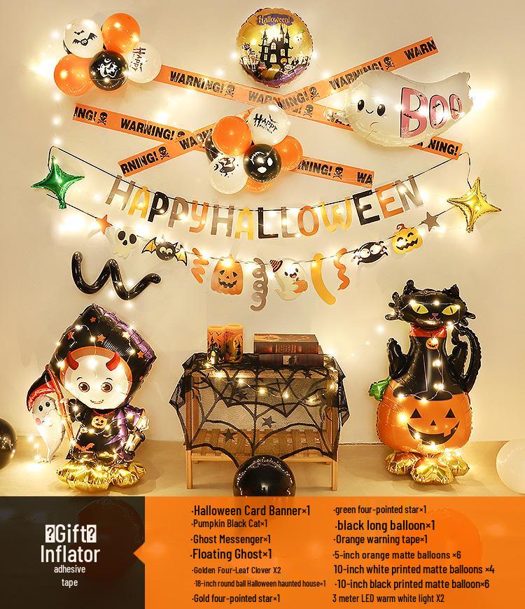 Halloween Theme Balloons and Pumpkin Lanterns for Indoor Decoration and Wall Scene Layout