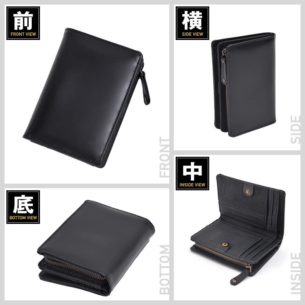 [Rename] Genuine Leather Wallet, Notebook Style, Black, RPL70058