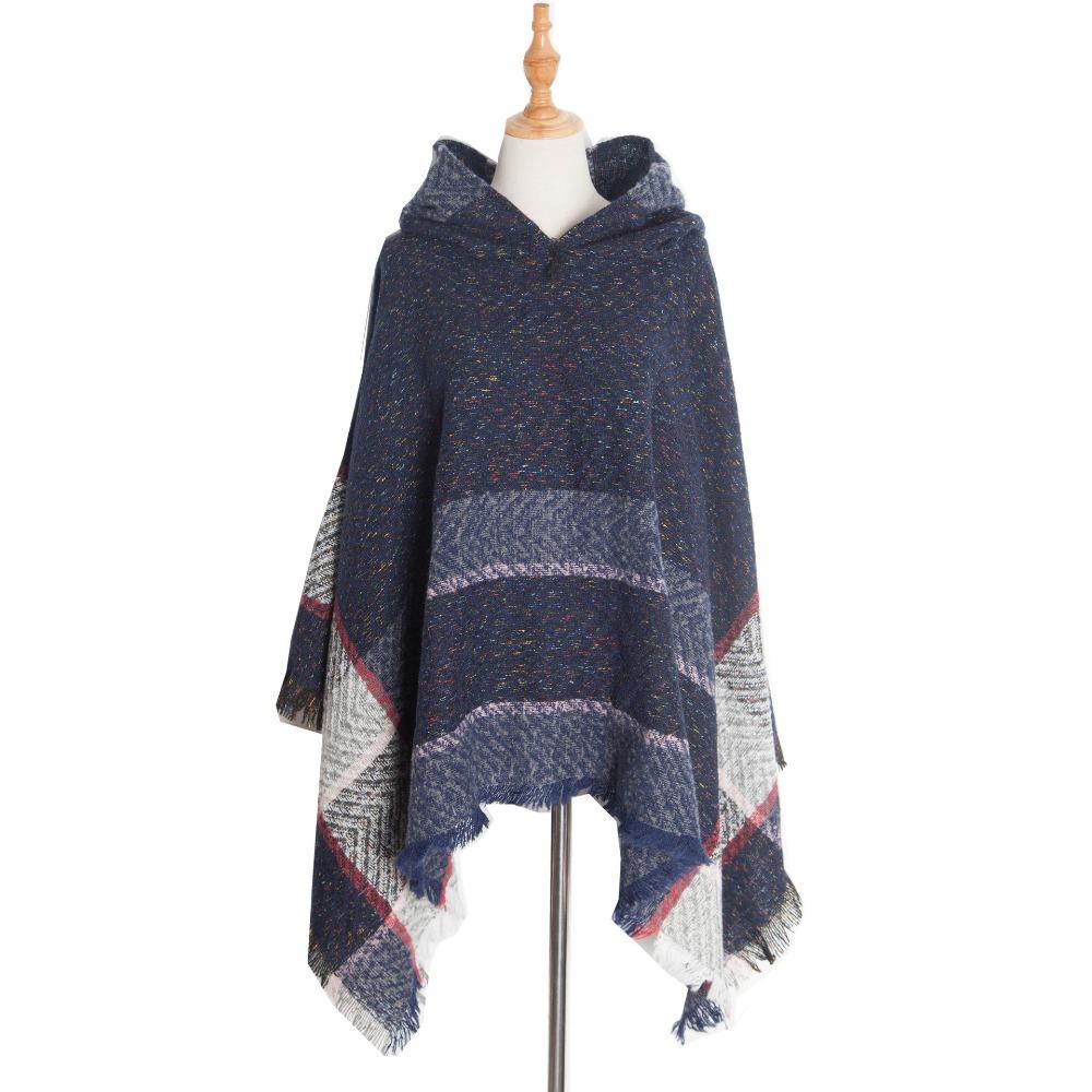 Neck Warmer Hooded Cape Fishbone Pattern Women Shawl Elegant Knitted Scarf Daily