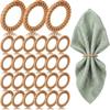 ABKP-50 Stück Boho Gewebte Rattan Serviettenringe Großhandel Rustikaler Stil Runde Esstisch Serviettenhalter Für Bankett Zuhause Hochzeit