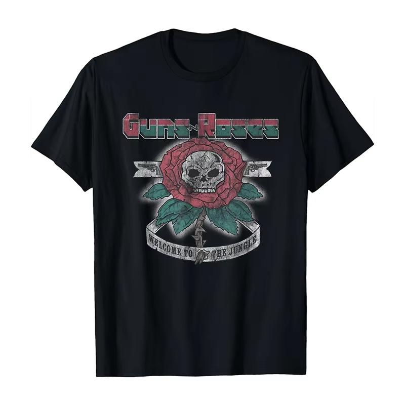 2025 Nowy Guns N 'Roses Rock Punk Amerykański Oversize High Street Męski i Damski Letni Bawełniany Amerykański Wygodny T-shirt