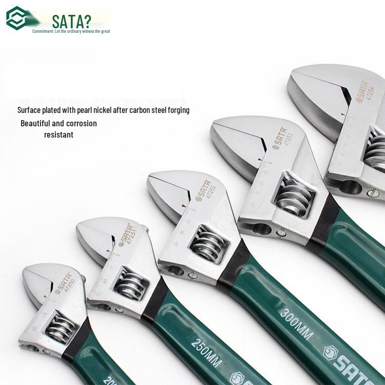 SATA Adjustable Carbon Steel Wrench with Plastic Handle (Models 47249, 47250, 47252)