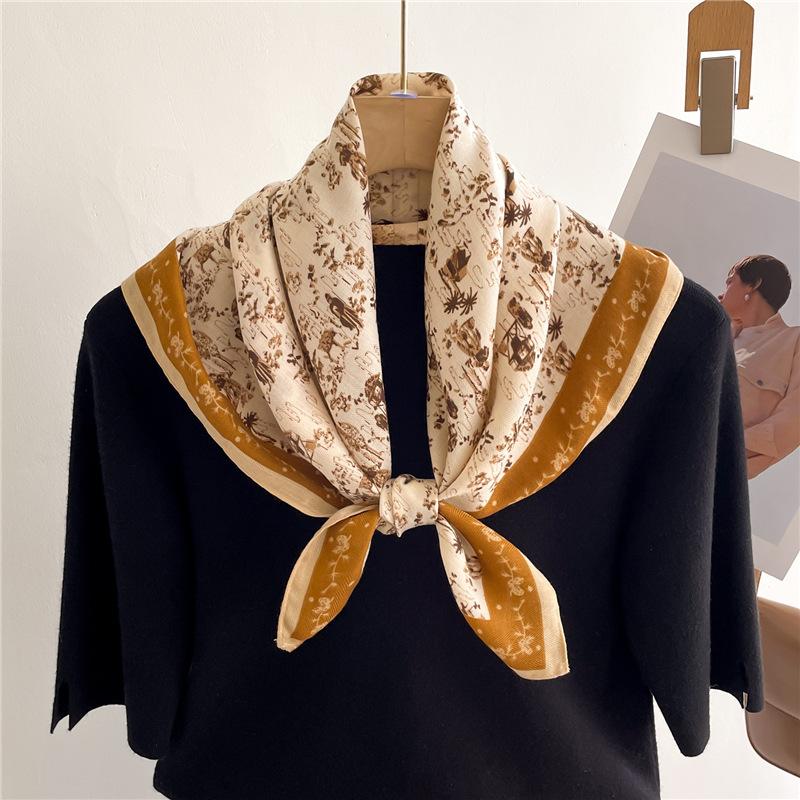 New 65*65Cm Square Scarf Cotton Feel Women Soft Headscarf Foulard Bandana Female Hijab Spring Autumn Warm Neckerchief Decoration