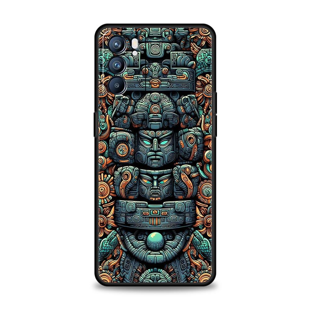 Vintage Totem Painting Phone Case For Oppo Reno 13 12 11 10 7 F Find X5 X6 A98 A80 A79 A78 A57 A54 A31 A17 Pro 5G Soft TPU Cover