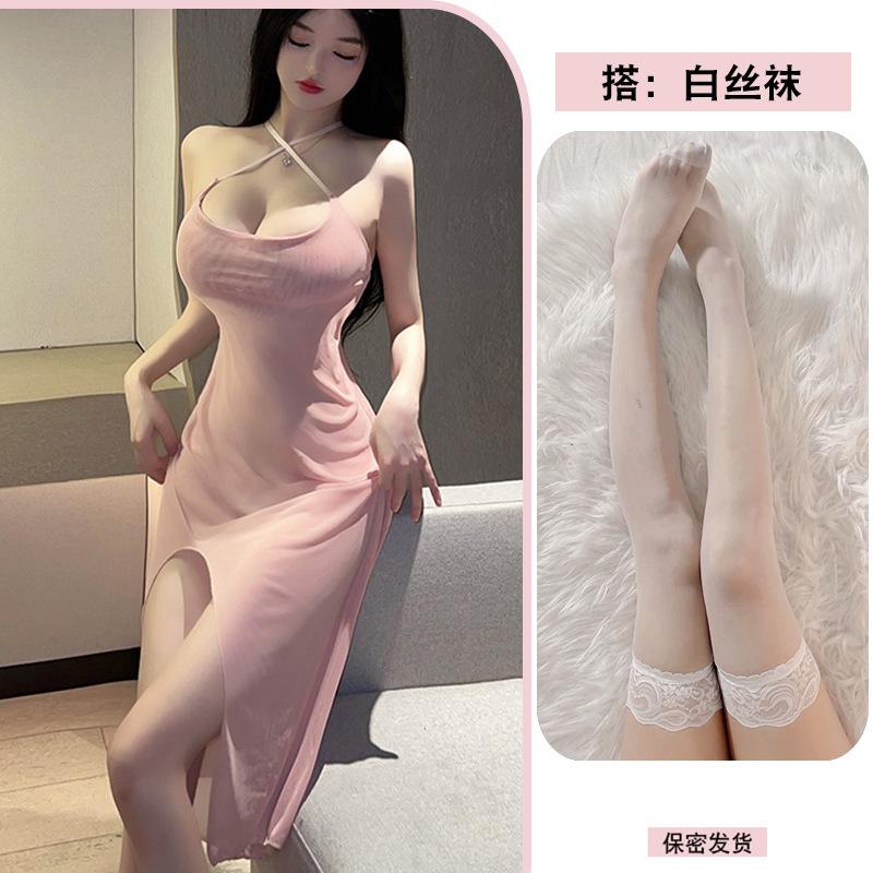 teasing long dress transparent suspender nightdress erotic underwear passion pure desire mesh dress one-piece temptation suit