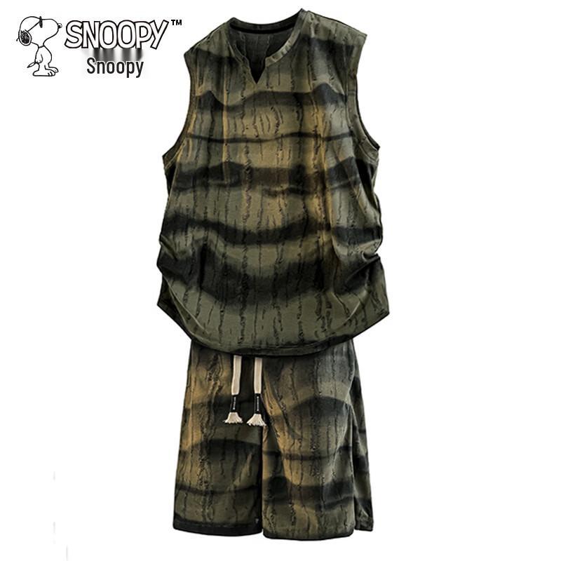 Snoopy Men s Summer Sleeveless Vest & Shorts Set 4XL