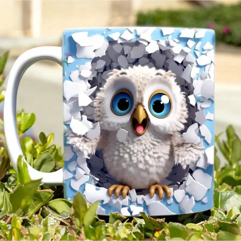 

3D Effect Owl Coffee Mug Wrap, 11oz Sublimation Ceramic Tea Cup,Beer Mugs,Milk Cups Surprised Gift For KIDS 301-400ml