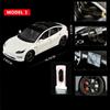 AKX1 1:24 TESLA Model 3 Car Toys  Alloy Diecasts Metal Vehicles Car Model With Sound Light Vehicle Toys For Children Gifts Collection