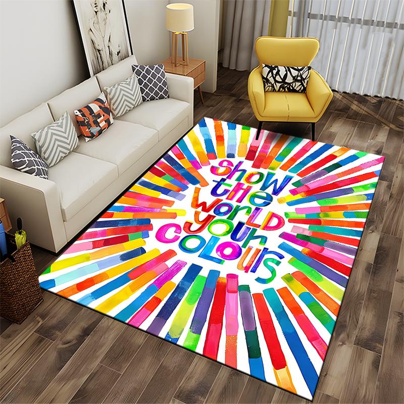 "Colorful Rectangular Carpet with Inspirational Quote Design Décor" Suitable for Use As an Anti-slip for Living Room Bedroom Sofas