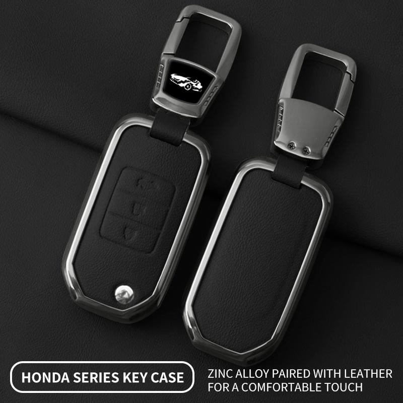 Interior Mouldings Metal Leather Car Key Case Cover For Honda Civic HRV CRV XRV CR-V Crider Odyssey Pilot Fit Accord Protect Key