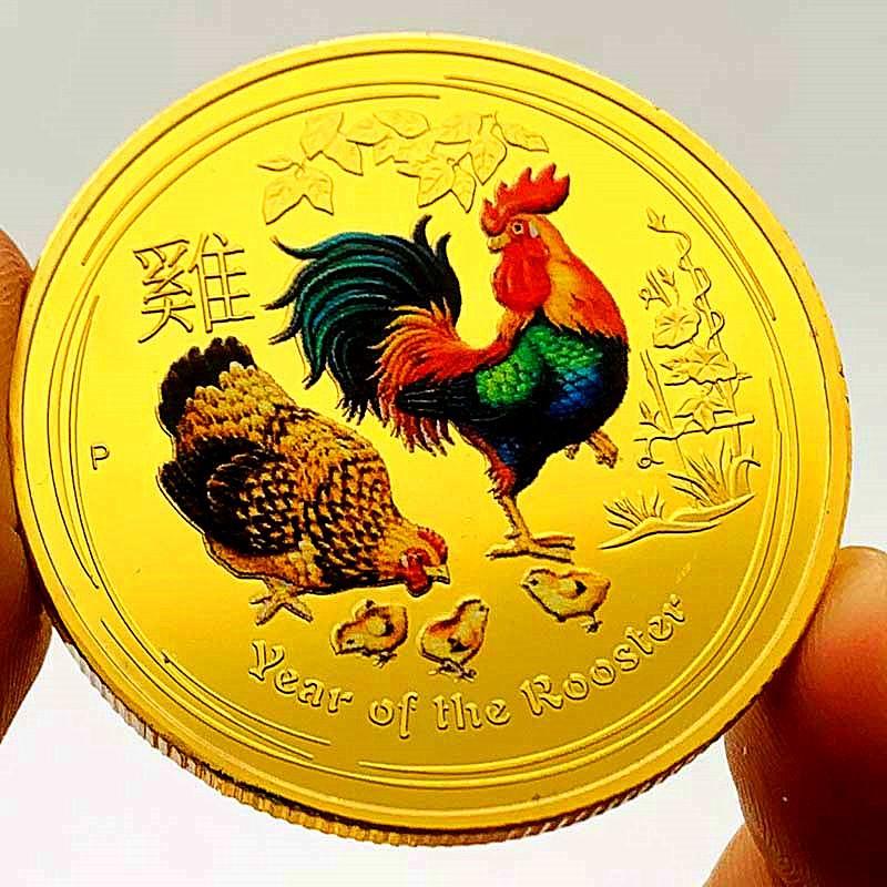Australia coin, the Chinese zodiac, the the Year of the Loong, gilding, color printing commemorative medals, playing craft, decorations