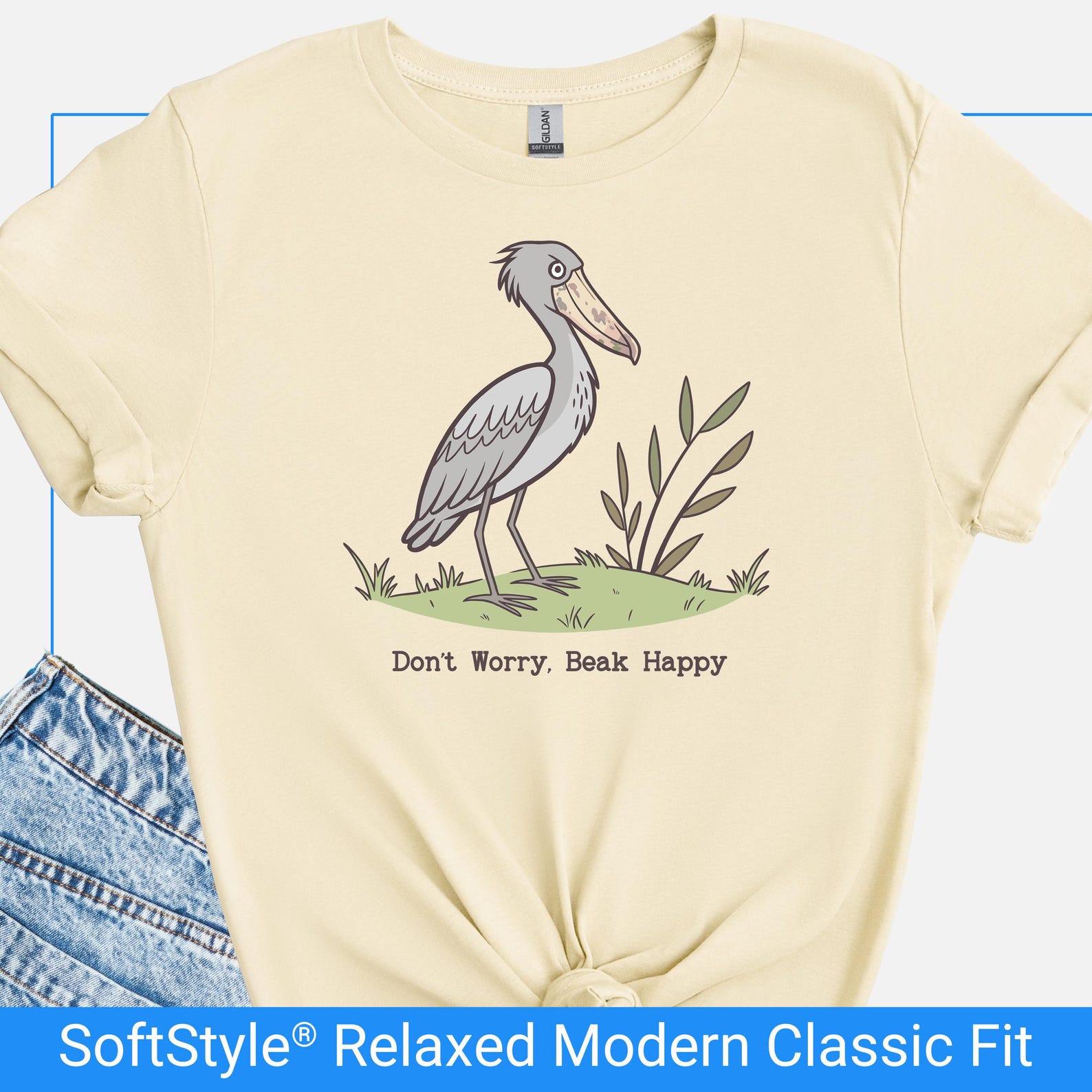 Shoebill Shirt Gift, Dont Worry Beak Happy Tee, Funny Shoebill T Shirt, Birdwatcher Gift Shirt, Bird Nerd Gift Tee, African Wildlife T-Shirt L