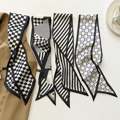 Bandeaux tendance pour cheveux, rubans, foulards pour femmes, serre-têtes fins, foulards de cou, noirs