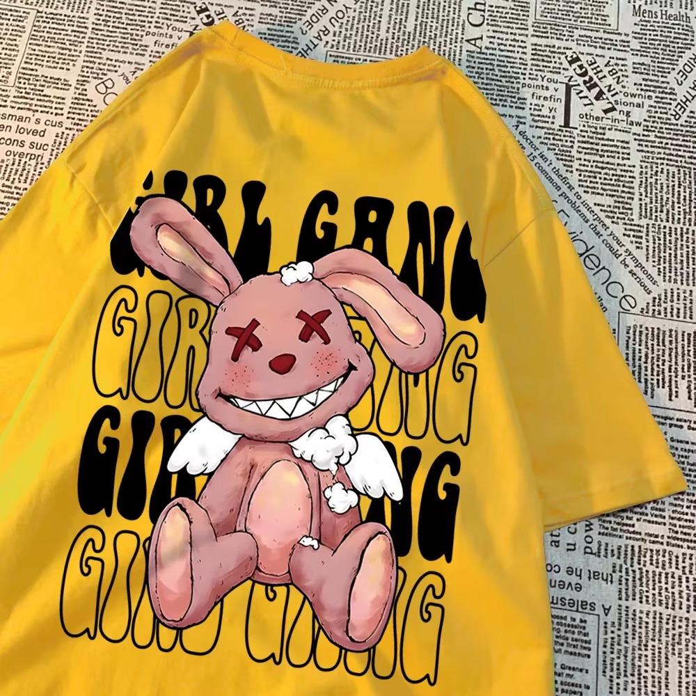 

Девичья банда Broken Rabbit Doll Мужские и женские футболки с принтом Гоку Свободные топы Творчество Хлопковые футболки Футболки с рисунками Хип-хоп Парные футболки S