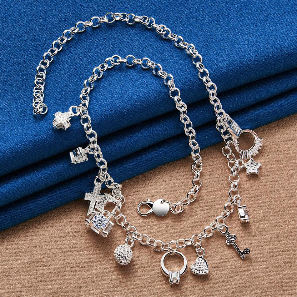 Collana Delicata in Argento Sterling 925 con Croce/Luna/Stella per Donna, Regalo alla Moda per Feste, Accessori da Matrimonio