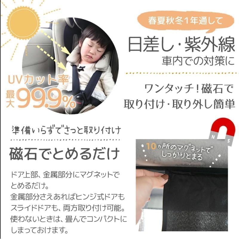 Car Sun Shade with Strong Magnetic Absorption, Upgraded Version, Extra Thick, Strong Magnet Adhesion,