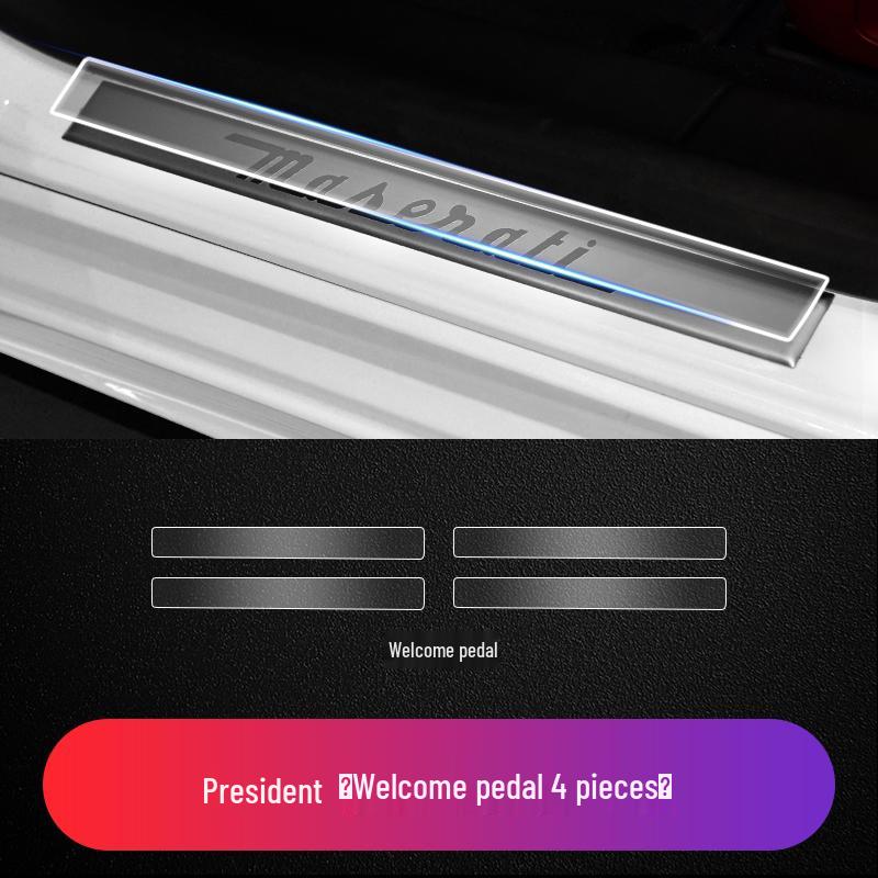 

Maserati Quattroporte/Levante/Ghibli Welcome Pedal TPU Protective Film & Threshold Metal Strip Sticker Size specs in description