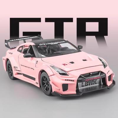 1:24 Gtr Csr2 R34 דגם צעצועי מתכת יצוקה דלתות רכב נפתחות צליל אור משיכה לאחור גלגלי גומי כלי רכב מיניאטוריים מתנה לבנים מבוגרים