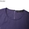 ZANZEA Women Casual Round Neck Solid Color 3/4 Sleeve Loose Dress