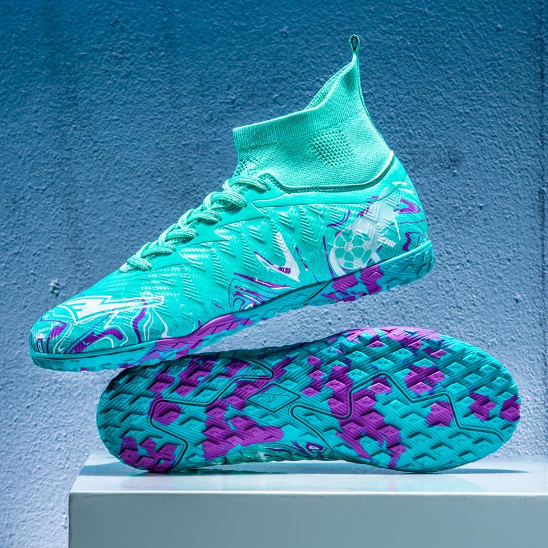High-top Broken Nails Football Shoes Boys and Girls Adult Breathable Non-slip Training Shoes Long Nails Competition Sports Shoes