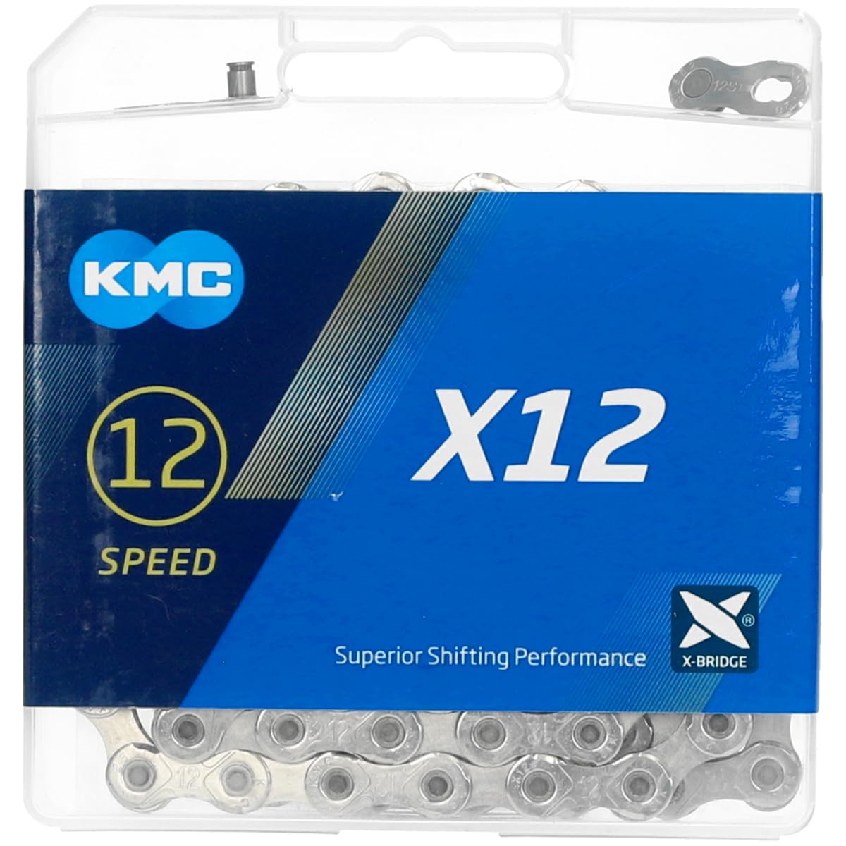 

KMC X12 SILVER126 Серебряная велосипедная цепь 12 скоростейKMC-X12-SV