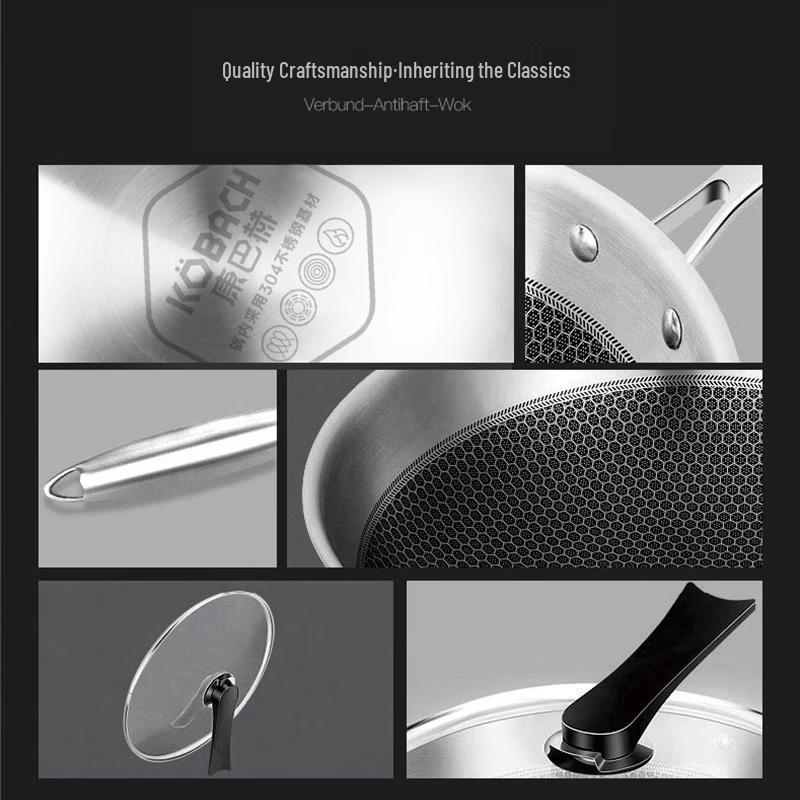 KOBACH Honeycomb 304 Edelstahl Antihaft-Wok
