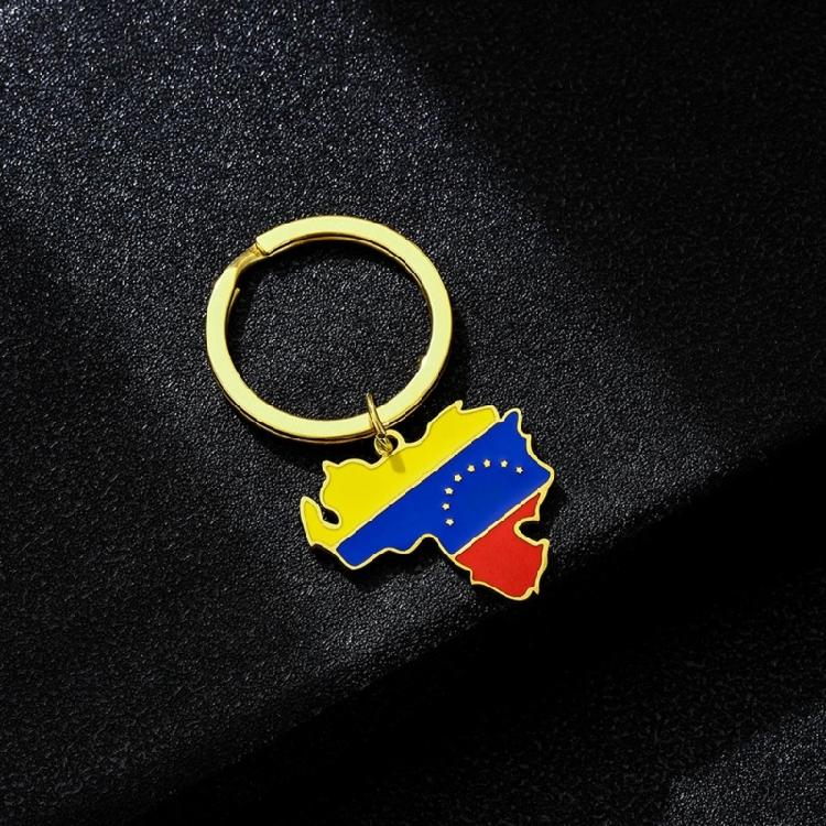 Portachiavi in Acciaio Inossidabile Mappa del Venezuela Portachiavi Bandiera Venezuelana Ciondoli per Borsa