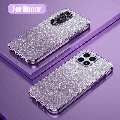 Honorx8 X6s 90lite Luxury Gradient Glitter Plating Case pro Huawei Honor 90 70 Lite X8 4g 5g X6 Dámský měkký silikonový zadní kryt