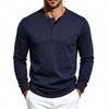 Men S Long Sleeve Henley T Shirt Casual Solid Color