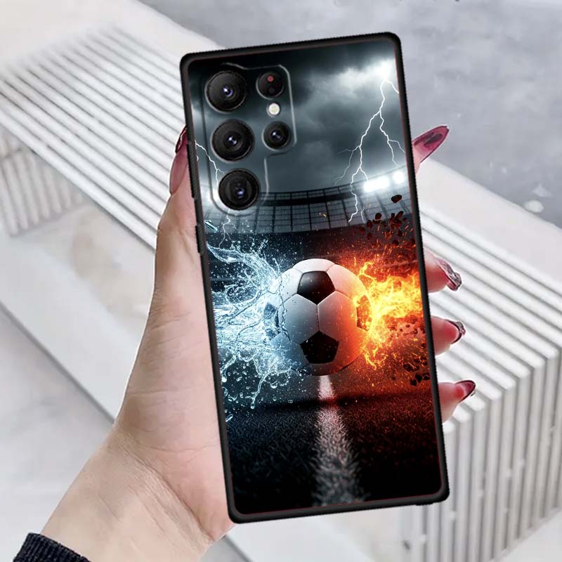 Moderne fodbold cool Til Samsung Galaxy S26 S25 S24 S23 S22 S21 S20 Ultra Plus FE 5G Sort Blød TPU Telefoncover