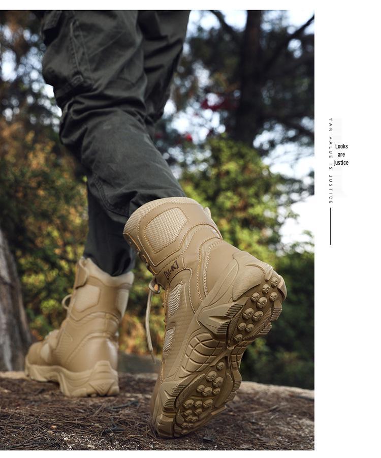 2022 Men's Waterproof Military Tactical High-Top Boots: Breathable Steel Toe Outdoor Footwear