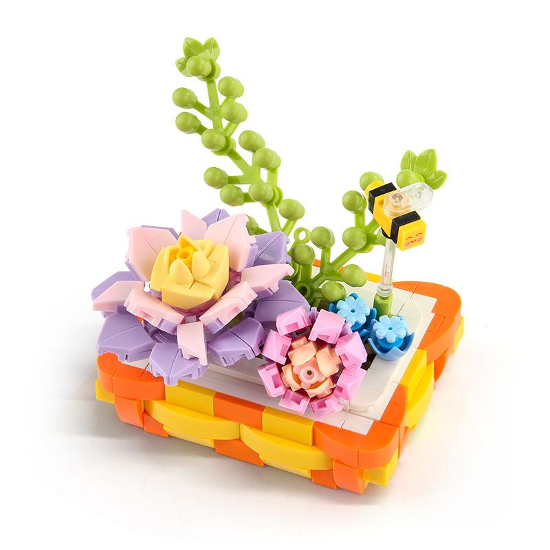 Children'S Building Block Toys 276Pcs Building Block Potted Plant Set Building Block Flower Shop Diy Assembled Small Particles Building Block Flowers
