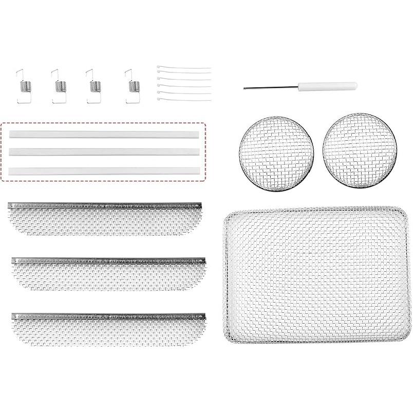 RVGUARD RV Flying Ect Screen, RV Furnace Vent Cover Bug Screen 2 Pack 2.8 X 1.3 Inch Stainless Steel Mesh With Tallation Tool And Silicone Rubber