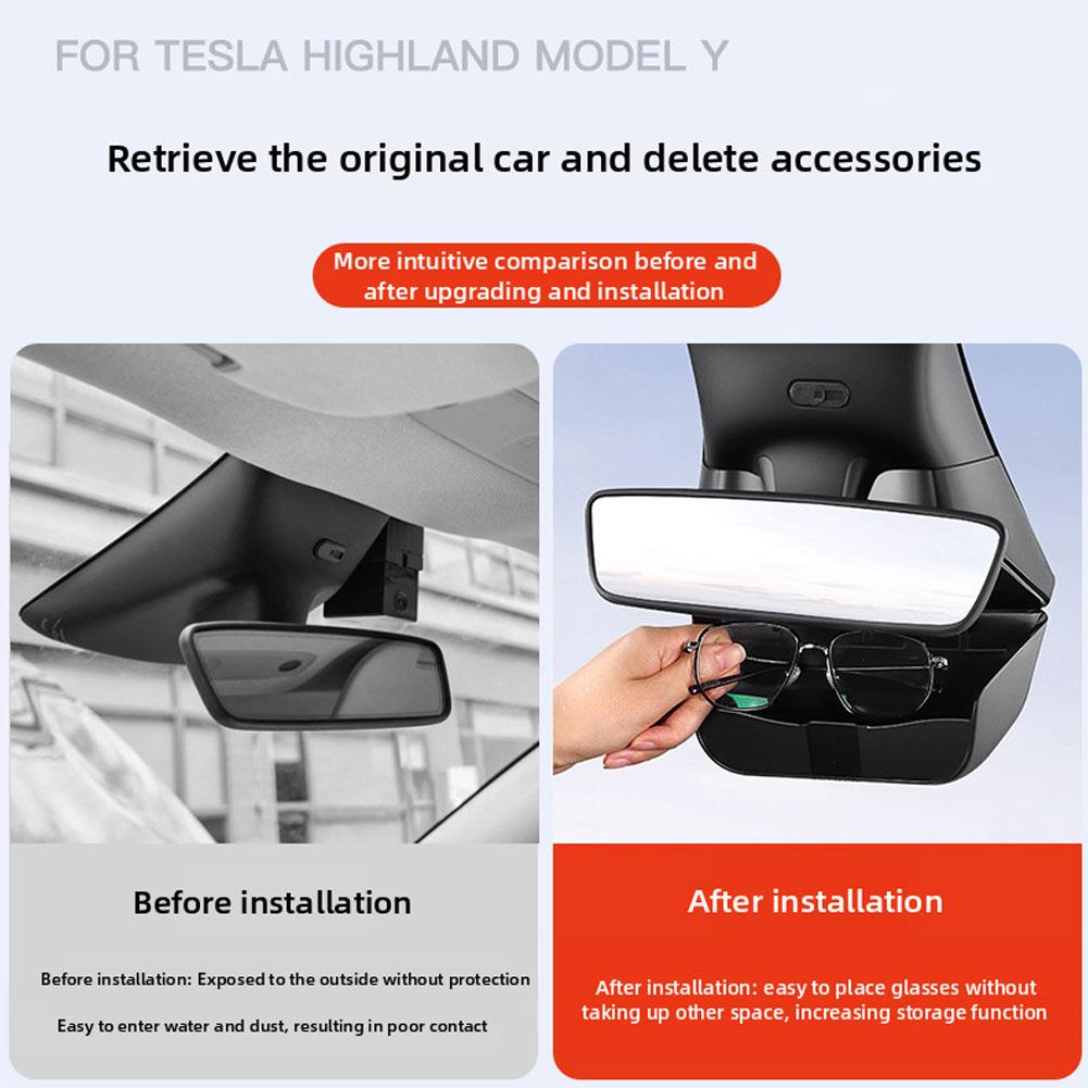 Dla Tesli Model Y Juniper Uchwyt na okulary przeciwsłoneczne do samochodu Etui na okulary samochodowe Organizer do schowka za lusterkiem wstecznym Akcesoria wewnętrzne 2026