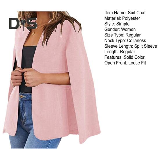 Frühling Herbst Frauen Kragen Split Sleeve Design Mantel Anzug Mantel Büro Dame Einfarbig Vorne Offen Beiläufige Lose Oberbekleidung Tops