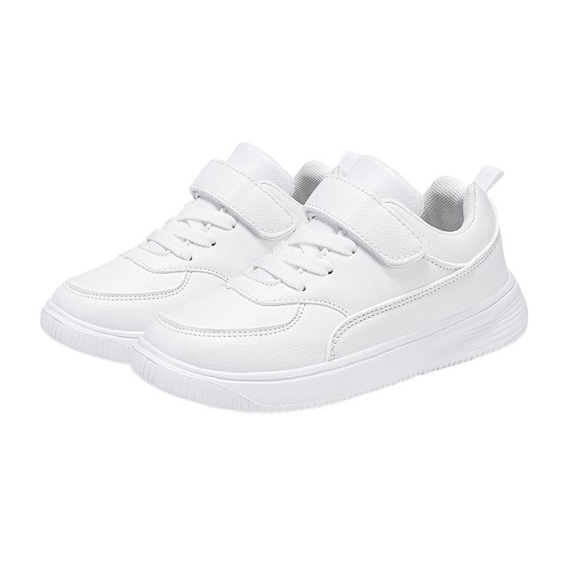 Children's Sports Shoes, All Black Boys' Shoes 10 Medium and Large Children's Board Shoes, Leather Running Shoes, Girls' Little White Shoes 12 Years