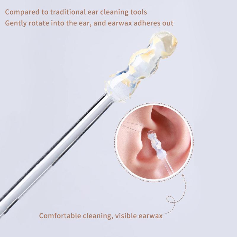 24Pcs/Box  Silicone Disposable Ear Swabs Soft Ear Cleaner Sticky Ear Swabs Sticky Earwax Remover Stick Adults