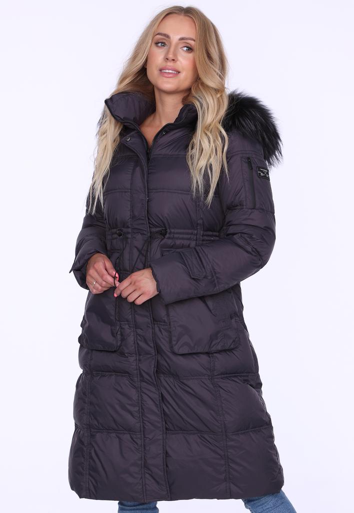 WOMEN' DOWN WINTER COAT WITH FUR-TRIM HOOD