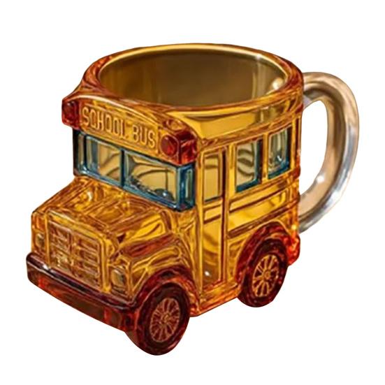 

Стеклянная кружка в форме школьного автобуса 10 унций Новинка Питьевая чашка для детей Коллекционеров Забавный контейнер для напитков на автомобильную тематику A
