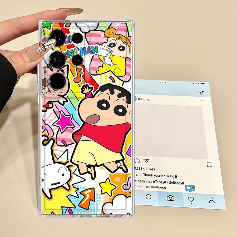 Cute Crayons Shinchan Case for Samsung Galaxy S23 Ultra S20 Plus S22 FE S26 Note 20 Ultra 10 S24 S21 S25 Edge Phone Cover