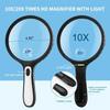 Magnifying Glass With Light, 10x 20x Magnifier With 4pcs Led Lights, Reading Magnifiers For Seniors, Kids, Close Work Assistant