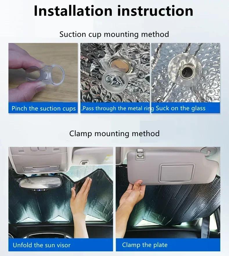 140Cm Car Windshield Foldable Sun Shade Visor Cover Block Reflector Portable Breathable Anti Uv Protector Screen Free