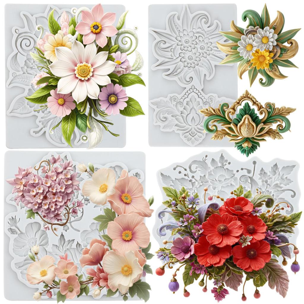 Flower Silicone Molds Chrysanthemum Poppy Flower Fondant Mold Cake Decorating Tools Cupcake Topper Candy Chocolate Gumpaste Mold