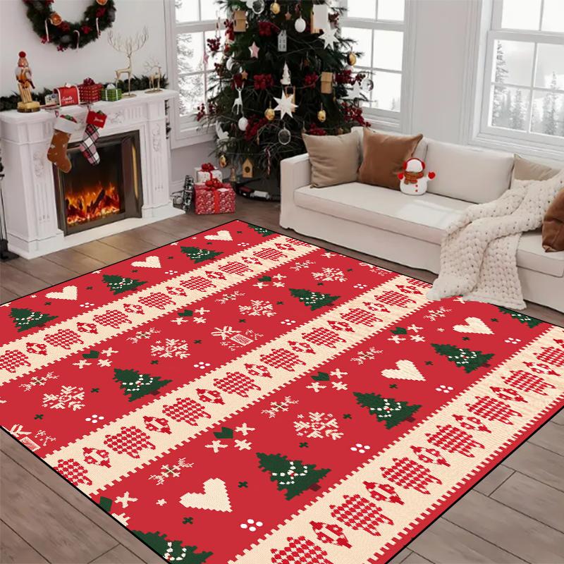 Christmas Themed Carpet Living Room Decoration Sofa Rug New Year Light Luxury Carpets for Bedroom Large Area Non-slip Floor Mats