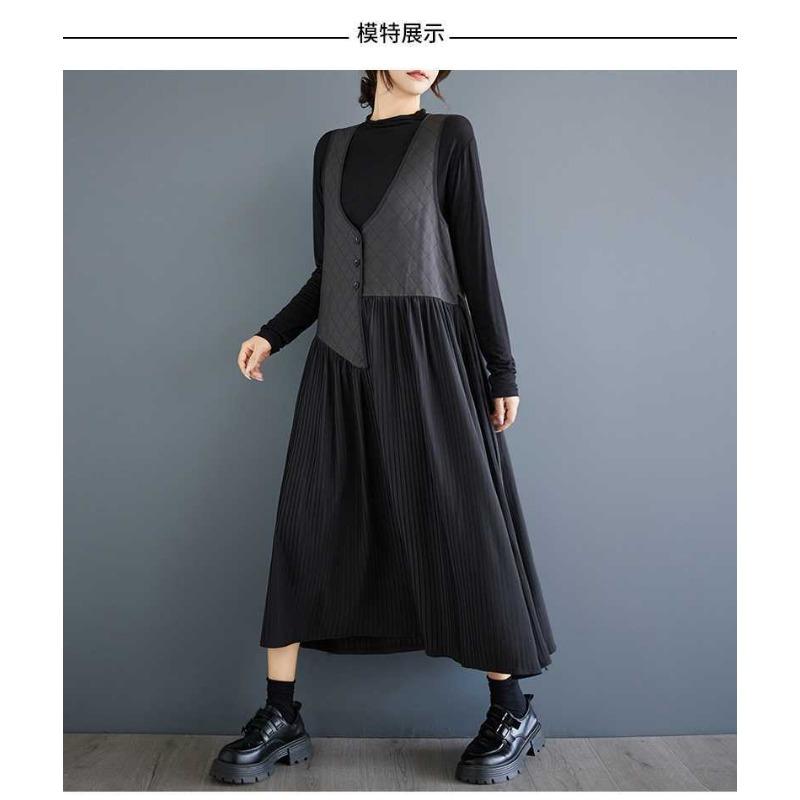 Niche Design Irregular Splicing V-neck Fashion Temperament Versatile Sleeveless Dresses