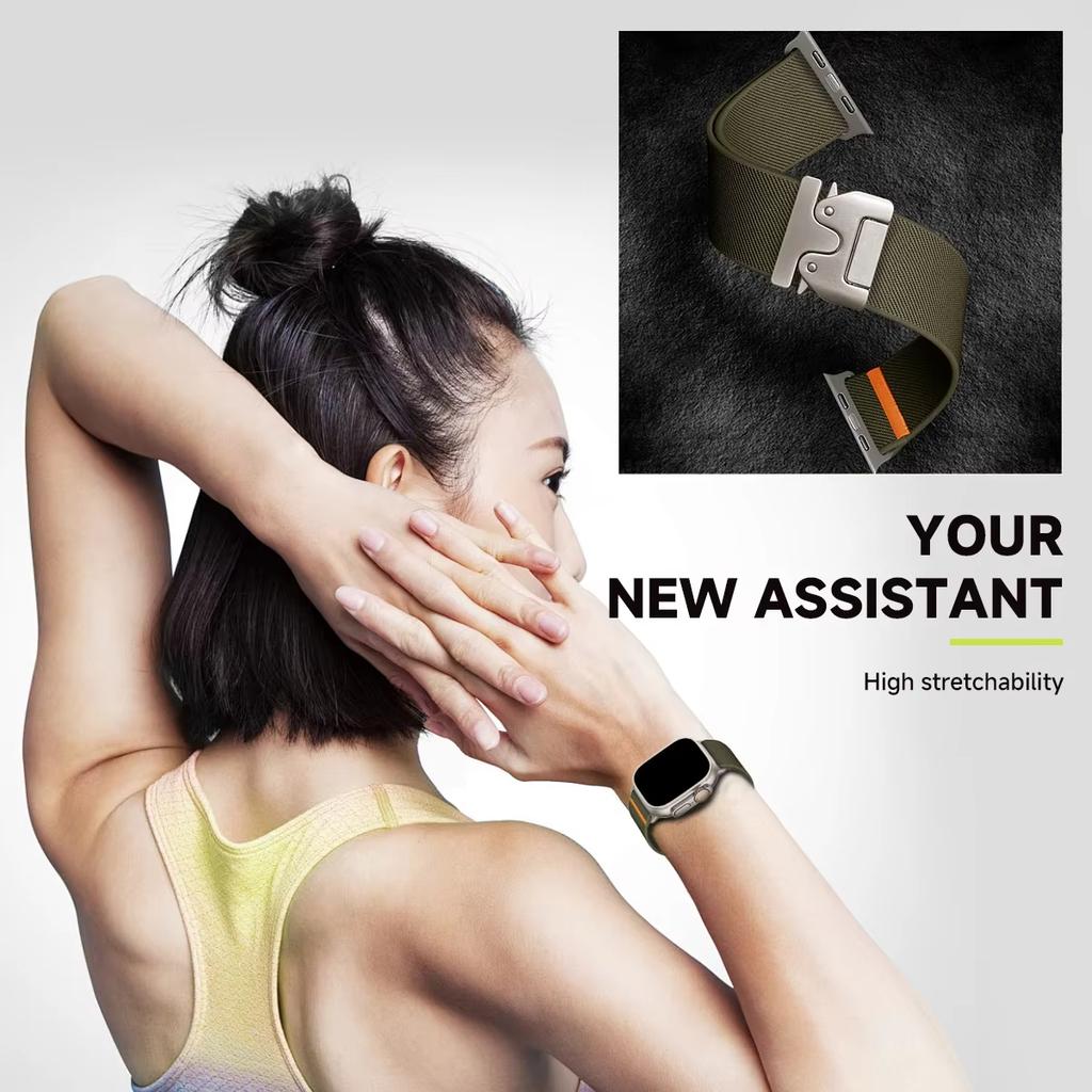 Nylon Loop Strap for Apple Watch Band Ultra 3 2 49mm 44mm 46mm 41mm 45mm 40mm Braided Elastic Band Iwatch Series 11 10  9 8 SE 6